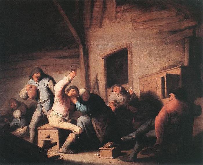 Adriaen van ostade Carousing peasants in a tavern. oil painting picture